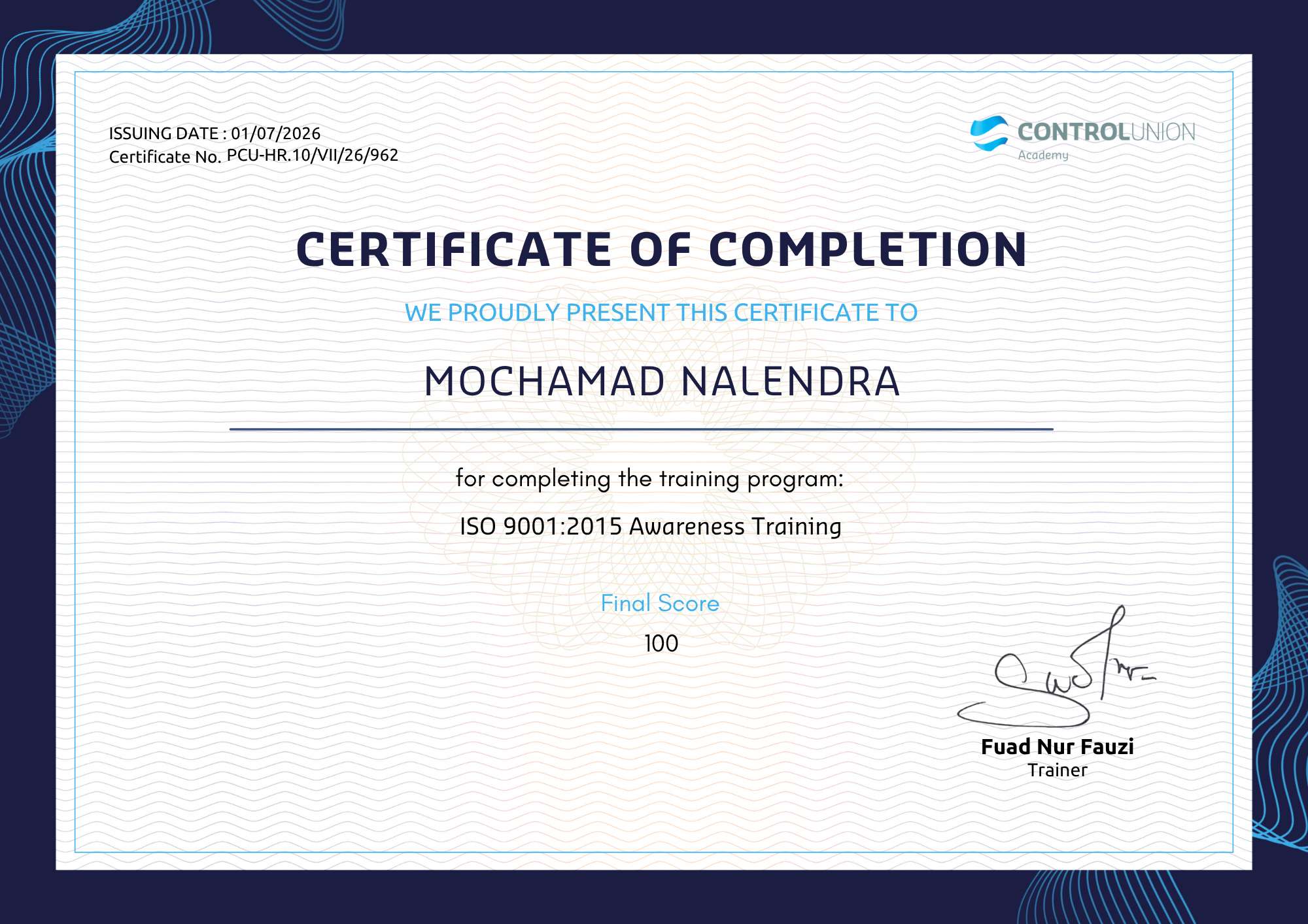ISO 9001 2015 - Mochamad Nalendra