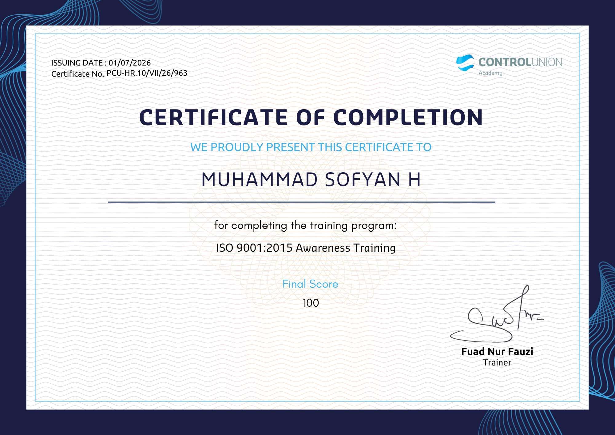 ISO 9001 2015 - Muhammad Sofyan H