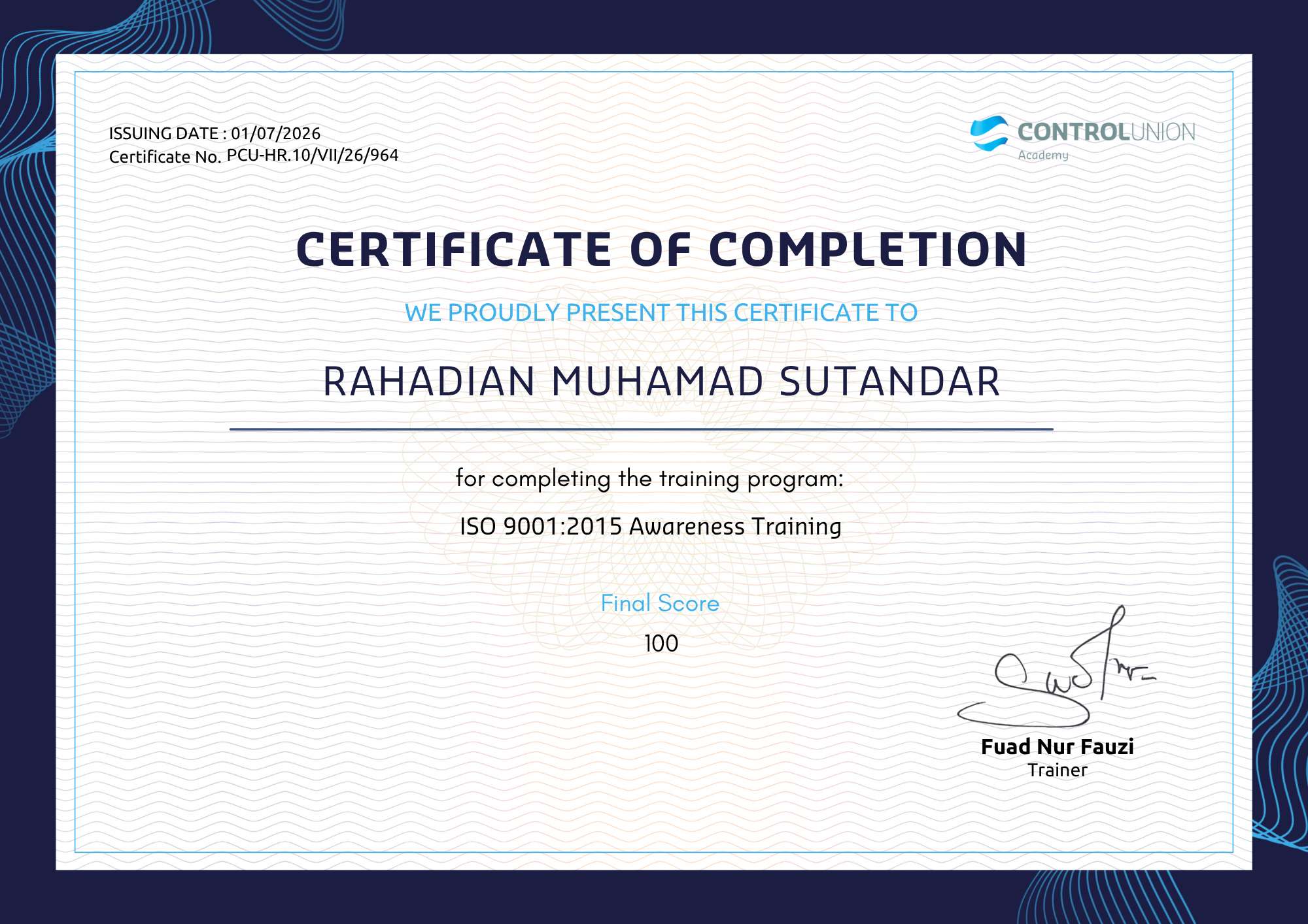 ISO 9001 2015 - Rahadian Muhamad Sutandar